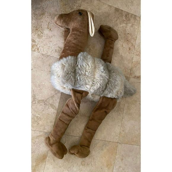Vintage Llama Alpaca Plush Animal Large 21" long Jumbo Plush marble eyes - Picture 11 of 12